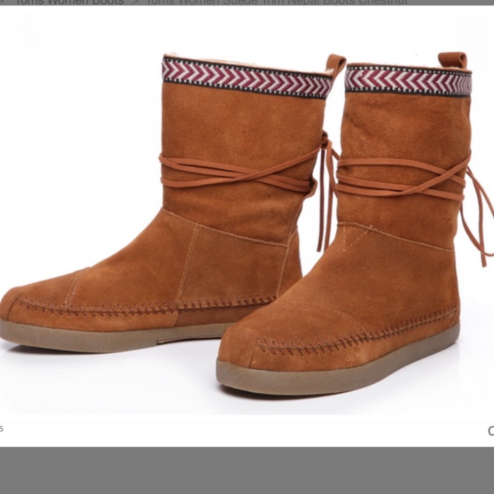 Toms NWOB Suede Trim Nepal Boots Chestnut size 10